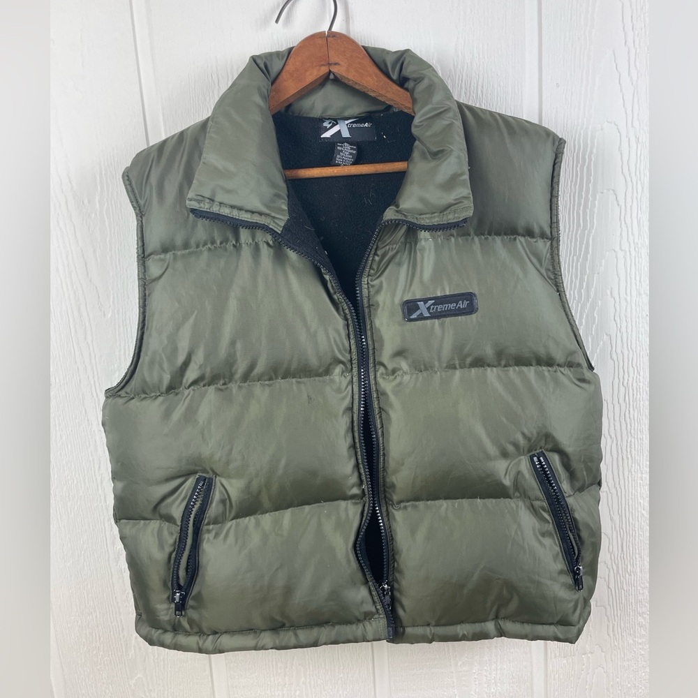 Extreme Air Men’s Army Green Feather Down Fleece Lined Puffer Vest Size Large